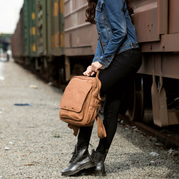 Cool Womens Brown Genuine Leather Backpack Purse Small Rucksack Bags For Women Cute