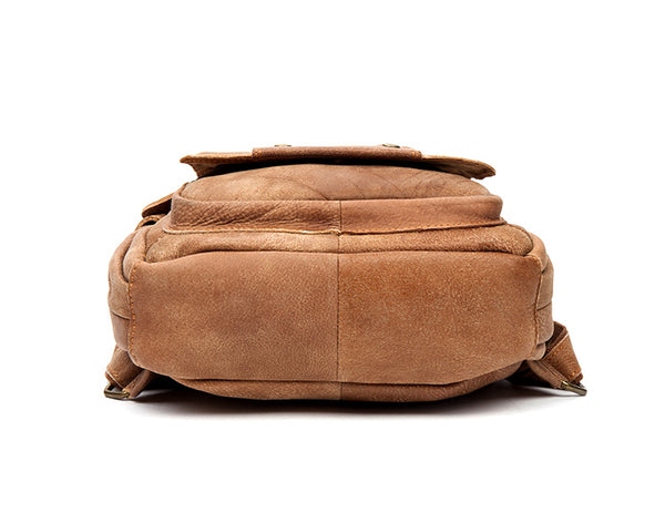 Cool Womens Brown Genuine Leather Backpack Purse Small Rucksack Bags For Women Handmade