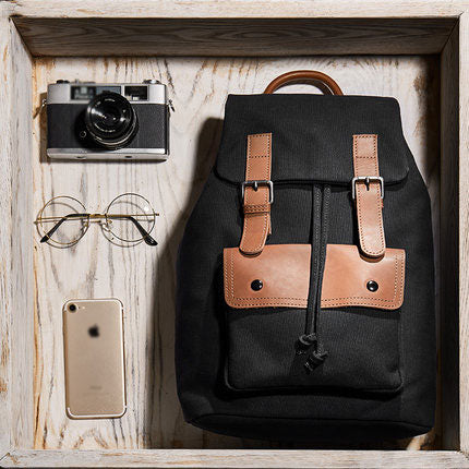 Cool Womens Canvas And Leather Laptop Backpack Purse School Rucksack Bags for Ladies Affordable