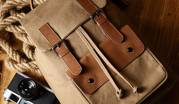 Cool Womens Canvas And Leather Laptop Backpack Purse School Rucksack Bags for Ladies Funky