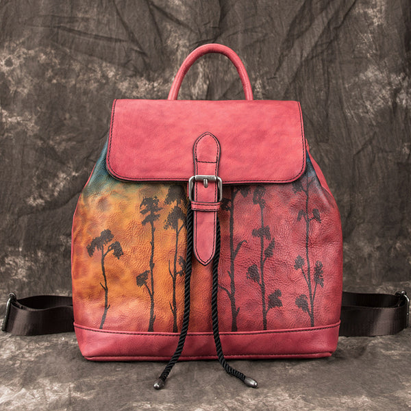 Cool Womens Genuine Leather Backpack Purse Small Rucksack for Women Affordable