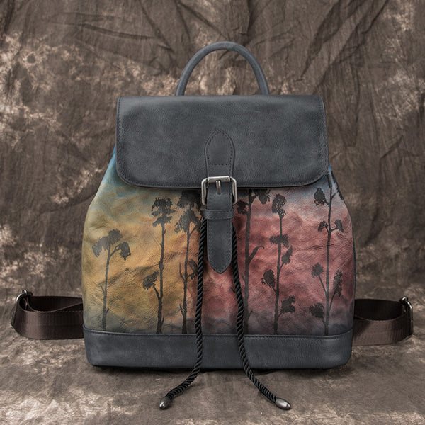 Cool Womens Genuine Leather Backpack Purse Small Rucksack for Women Beautiful