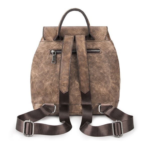Cool Womens Genuine Leather Backpack Purse Small Rucksack for Women Chic