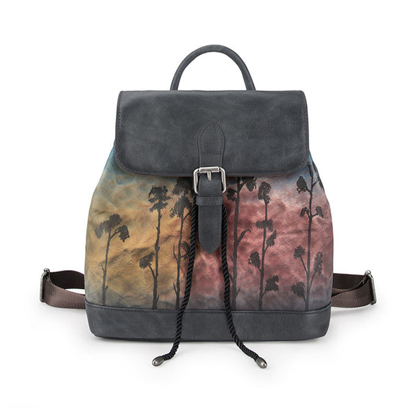 Cool Womens Genuine Leather Backpack Purse Small Rucksack for Women Cool