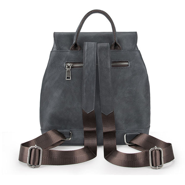 Cool Womens Genuine Leather Backpack Purse Small Rucksack for Women Cute