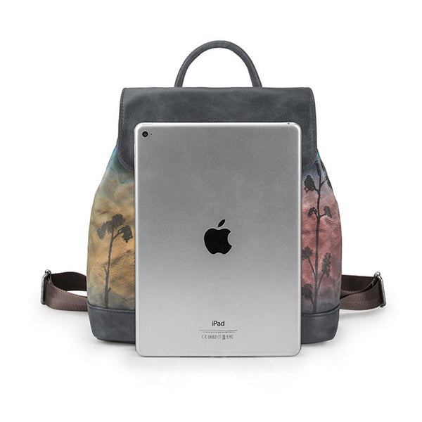 Cool Womens Genuine Leather Backpack Purse Small Rucksack for Women Durable