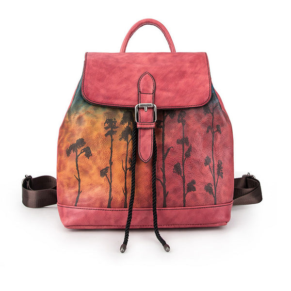 Cool Womens Genuine Leather Backpack Purse Small Rucksack for Women Fashion