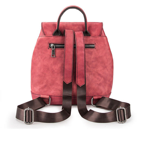 Cool Womens Genuine Leather Backpack Purse Small Rucksack for Women