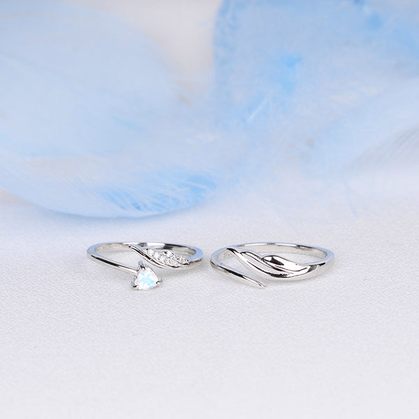 Couple Jewelry Moonstone Ring Silver Engage Ring Men Women gift