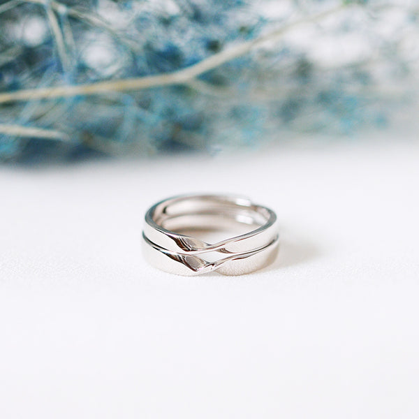 Couple Rings in White Gold Plated Sterling Silver Lovers Jewelry Unique Promise Rings Women Men