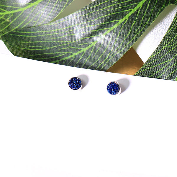 Crystal Druse Drusy Stud Earrings Silver Jewelry Accessories Women girlCrystal Druse Drusy Stud Earrings Silver Jewelry Accessories Women girl
