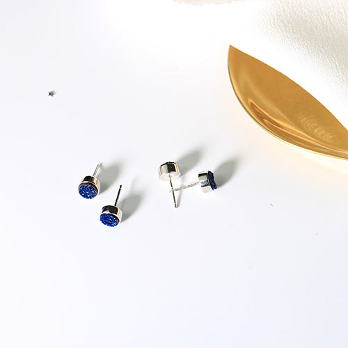 Crystal Druse Drusy Stud Earrings Silver Jewelry Accessories Women natural