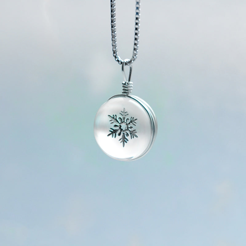 Crystal Pendant Necklace Silver Unique Handmade Jewelry Women cute