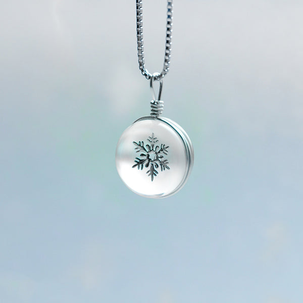 Crystal Pendant Necklace Silver Unique Handmade Jewelry Women cute