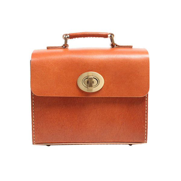 Cube Bag Womens Brown Leather Satchel Bag Handbags Crossbody Bags Accessories