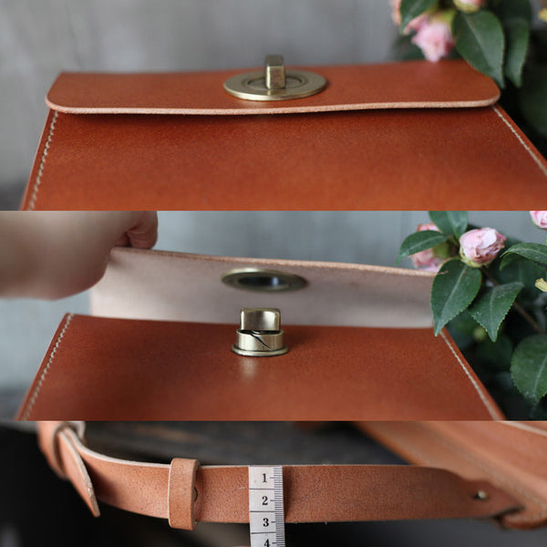 Cube Bag Womens Brown Leather Satchel Bag Handbags Crossbody Bags Brown