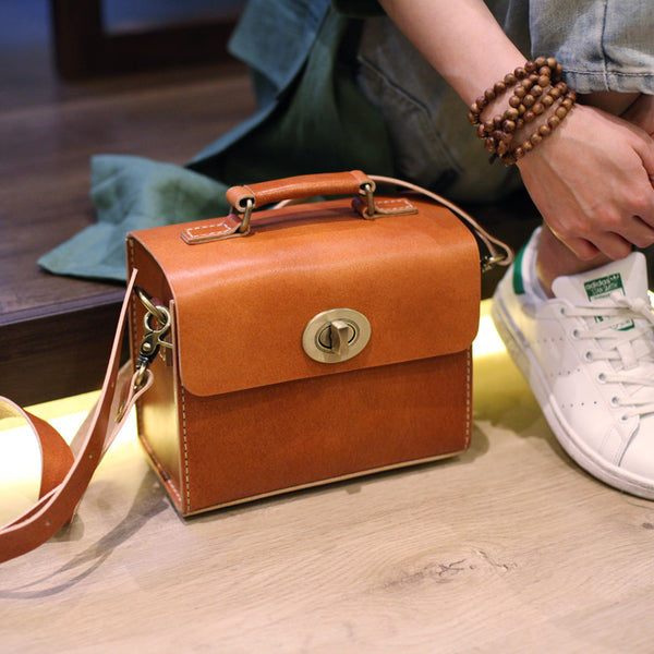 Cube Bag Womens Brown Leather Satchel Bag Handbags Crossbody Bags beautiful