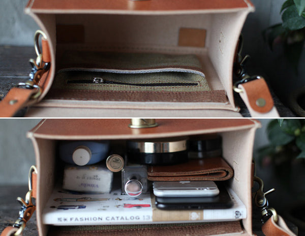 Cube Bag Womens Brown Leather Satchel Bag Handbags Crossbody Bags chic