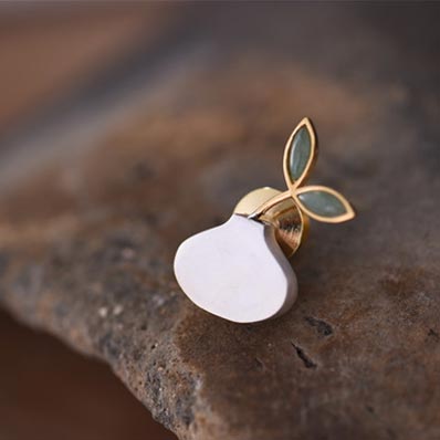 Cute Aventurine Silver Brooch naturl gemstone jewelry