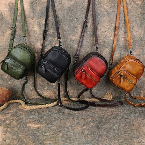 Cute Brown Leather Womens Backpack Mini Rucksack For Women Affordable