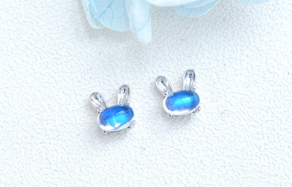 Cute Bunny Sterling Silver Moonstone Stud Earrings June Birthstone Stud Earrings For Women Best