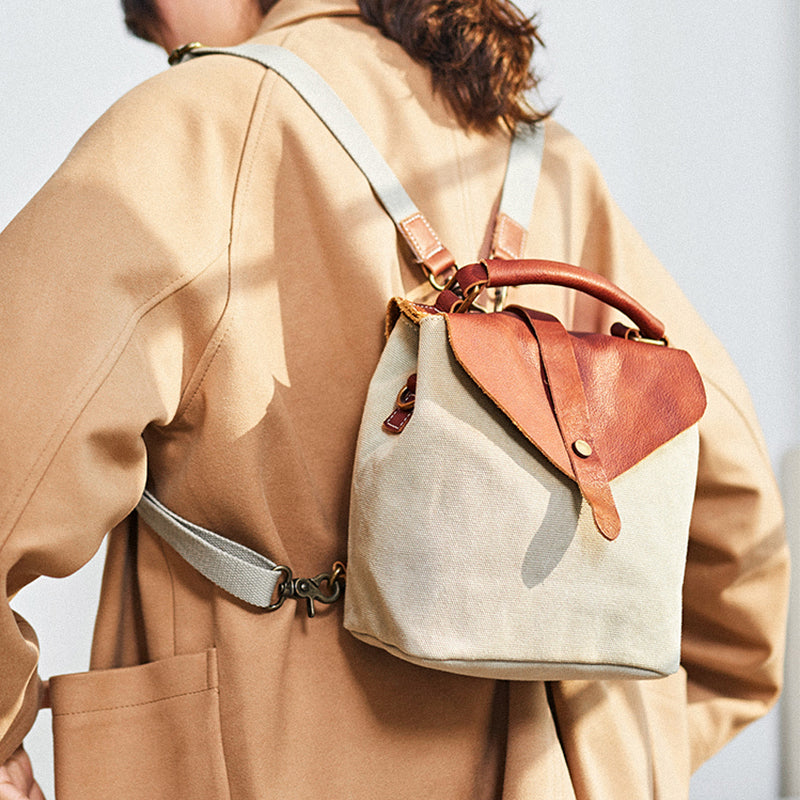 Cute Canvas and Leather Rucksack Backpack Shoulder Handbags for Women Best