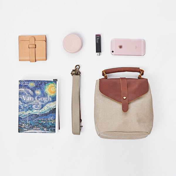 Cute Canvas and Leather Rucksack Backpack Shoulder Handbags for Women Original
