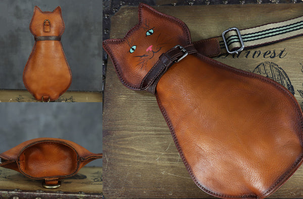 Cute Cat Shaped Chest Sling Bag Cross Shoulder Bag For Women Cute