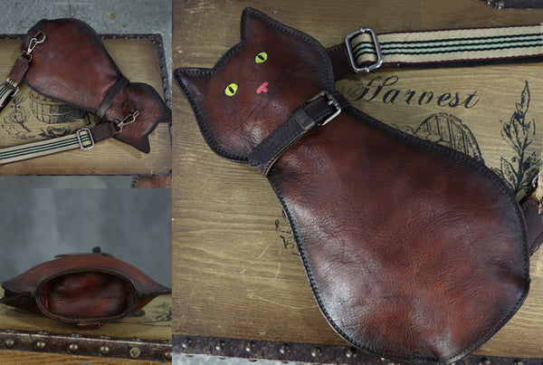 Cute Cat Shaped Chest Sling Bag Cross Shoulder Bag For Women Details