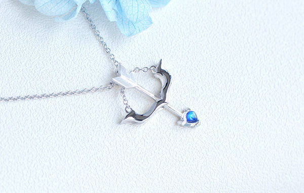 Cute Ladies Arrow Shaped White Gold Plated Sterling Silver Moonstone Pendant Necklace For Women Chic