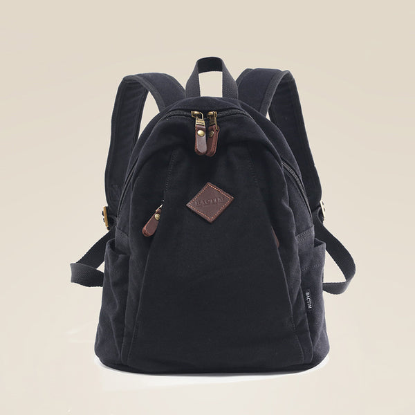 Cute Ladies Black Backpack Canvas Rucksack Purse For Women Black