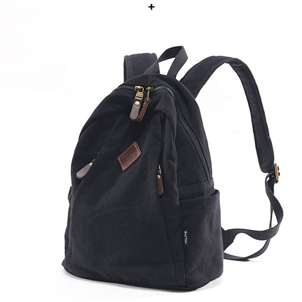 Cute Ladies Black Backpack Canvas Rucksack Purse For Women Chic