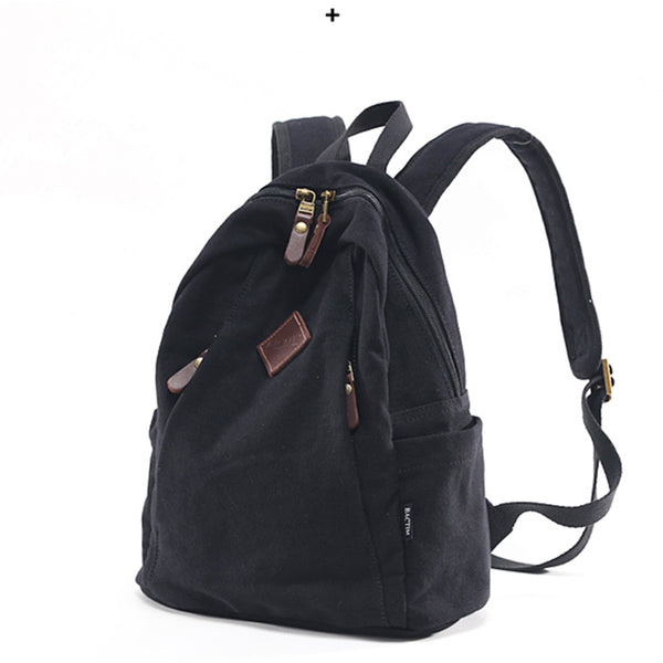 Cute Ladies Black Backpack Canvas Rucksack Purse For Women