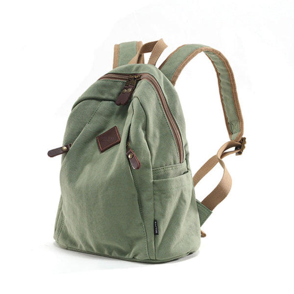 Chic Womens Green Canvas Rucksack Small Backpacks For Women