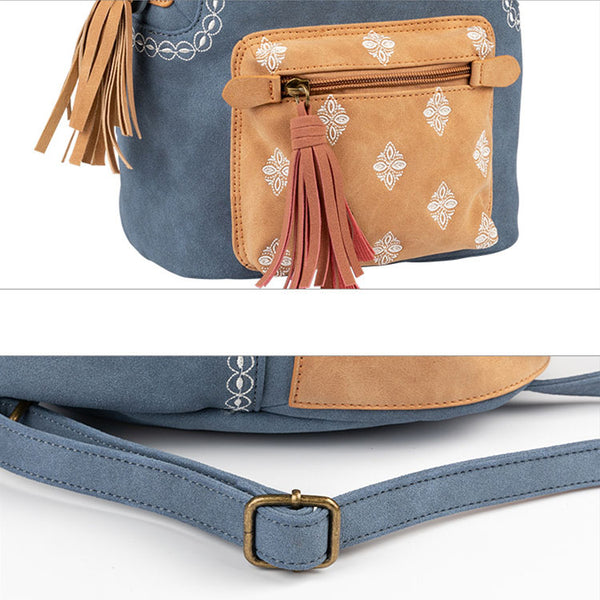 Cute Ladies Canvas and Vegan Leather Backpack Purse Small Rucksack for Women Designer