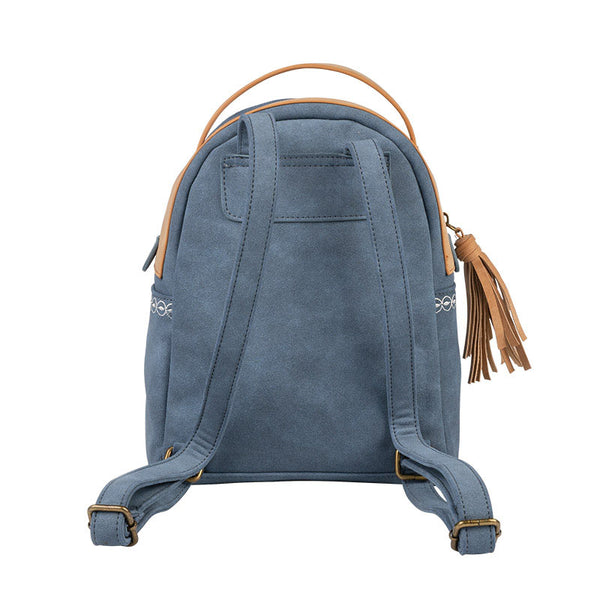 Cute Ladies Canvas and Vegan Leather Backpack Purse Small Rucksack for Women Fashion