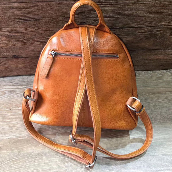 Cute Ladies Genuine Leather Backpack Purse Small Leather Rucksack for Women Original