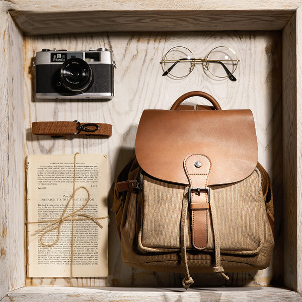 Cute Ladies Small Leather Rucksack Backpack Bag Canvas Backpack for Women Chic
