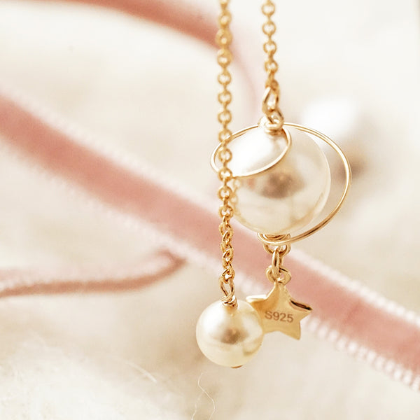 Cute Planet Threader Earrings Drop Earrings 14K Gold Plated Jewelry For Women