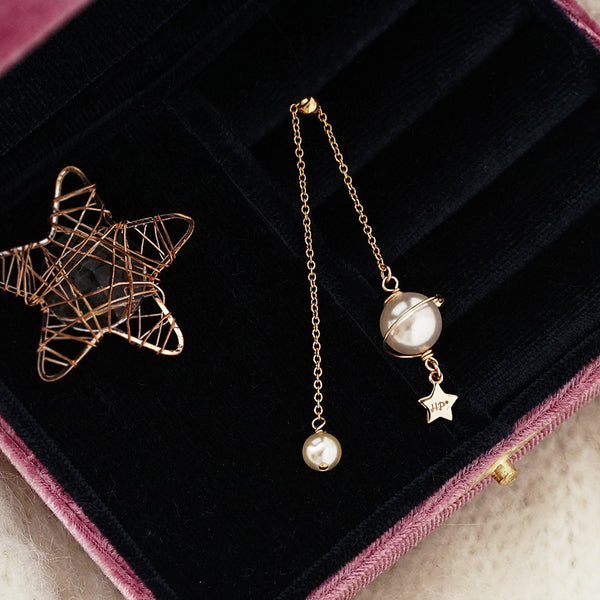 Cute Planet Threader Earrings Drop Earrings 14K Gold Plated Jewelry For Women chic