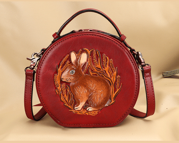 Cute Women's Embossed Genuine Leather Circle Crossbody Bag Handbags For Women Cool