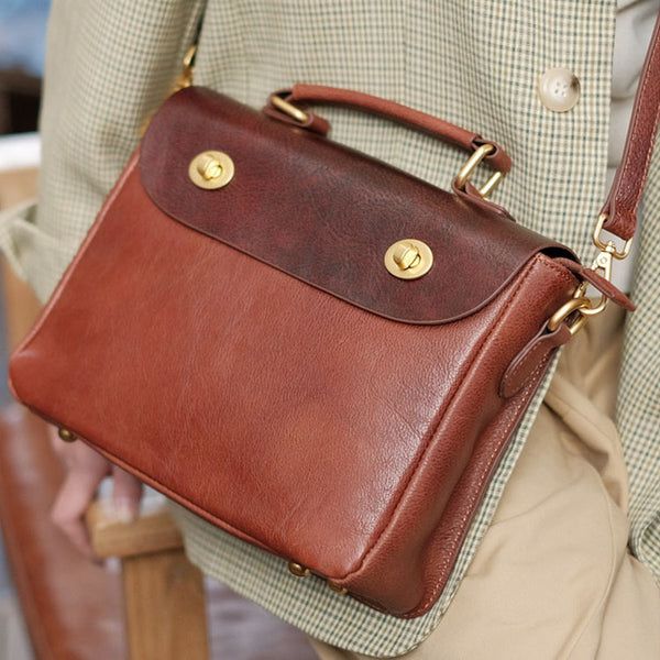 Cute Women's Leather Top Handle Satchel Bag Purse Messenger Bag For Women Beautiful
