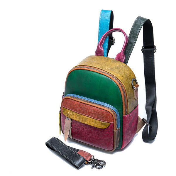 Cute Women's Mini Leather Backpack Bag Leather Convertible Backpack Shoulder Backpack For Women Casual