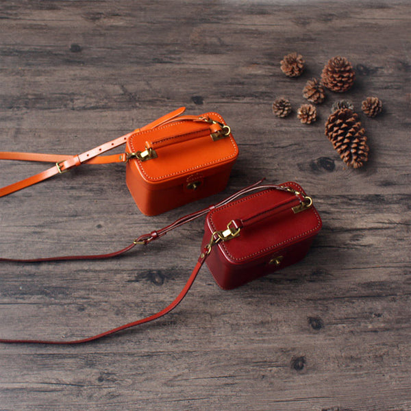 Cute Women's Square Genuine Leather Handbags Crossbody Sling Bag For Women Cool