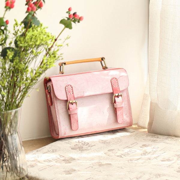 Cute-Women's-Waxed-Leather-Crossbody-Satchel-Purse-Messenger-Bag-For-Women-Chic
