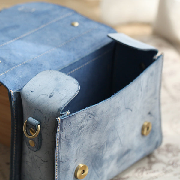 Cute-Women's-Waxed-Leather-Crossbody-Satchel-Purse-Messenger-Bag-For-Women-Handmade