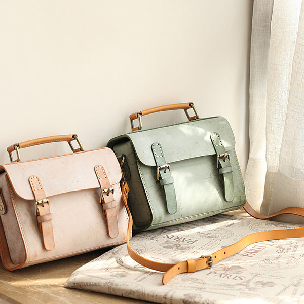 Cute-Women's-Waxed-Leather-Crossbody-Satchel-Purse-Messenger-Bag-For-Women-Small