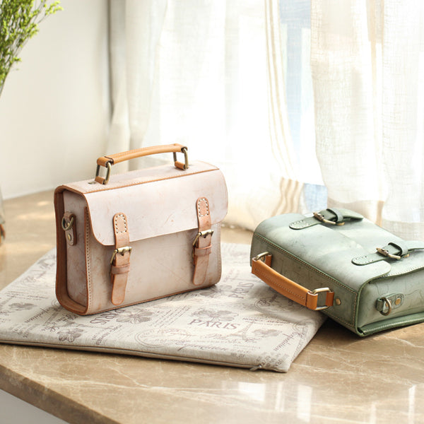 Cute-Women's-Waxed-Leather-Crossbody-Satchel-Purse-Messenger-Bag-For-Women-Stylish