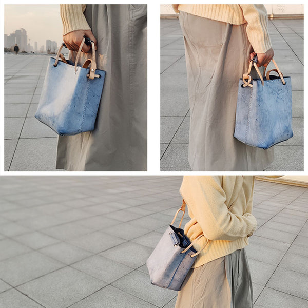 Cute Womens Leather Bucket Shoulder Bag Purse Handbags for Women Genuine Leather