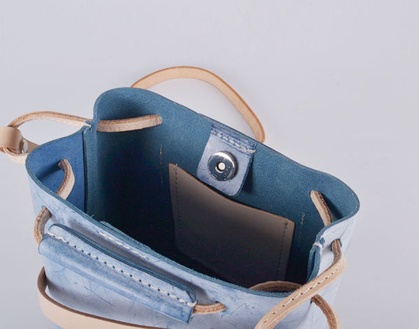 Cute Womens Leather Bucket Shoulder Bag Purse Handbags for Women Inside